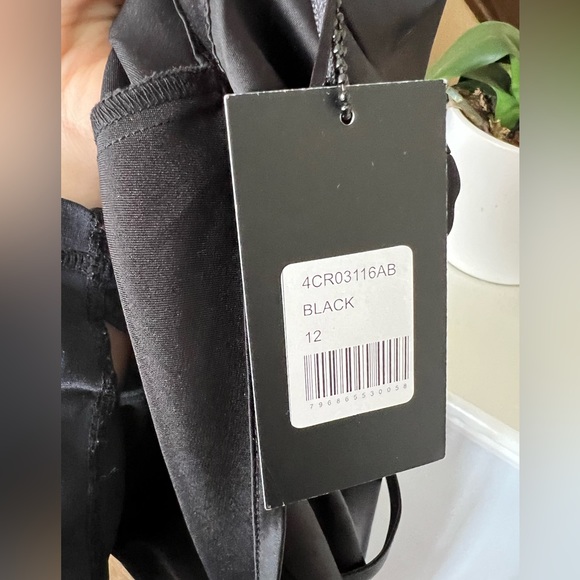 ESSENTIALS BY ABS Long Floor length Satin Black Gown Size 12 Brand New - Picture 6 of 13